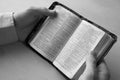 Young man reading bible Royalty Free Stock Photo