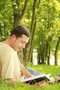 Young man reading the Bible Royalty Free Stock Photo