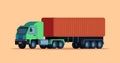 Cute Flat Container Truck Vector