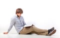 Young man reading a book