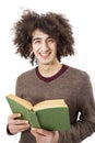 Young man reading book on white background Royalty Free Stock Photo