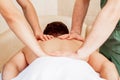 Young man receiving back massage Royalty Free Stock Photo
