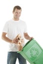 Young man recycling paper Royalty Free Stock Photo