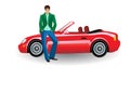 The young man, with a red convertible car Royalty Free Stock Photo