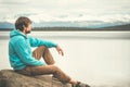 Young Man relaxing alone outdoor Lifestyle Travel