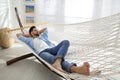 Young man relaxing in hammock Royalty Free Stock Photo