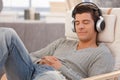 Young man relaxing with headphones