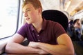 Young Man Relaxing On Train Journey Royalty Free Stock Photo