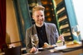 Young man in restaurant Royalty Free Stock Photo