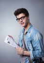 Young man with resume Royalty Free Stock Photo