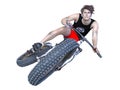 Young man ride fat bike Royalty Free Stock Photo