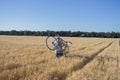 Bicycle rider traveler outdooer in summer day Royalty Free Stock Photo