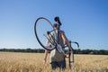 Bicycle rider traveler outdooer in summer day Royalty Free Stock Photo