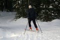 A young man rides cross-country skiing. Active winter. Active guests. Amateur sports.