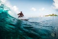 Young man rides the ocean wave Royalty Free Stock Photo