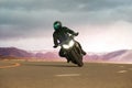 young man riding big motorcycle on asphalt highway ,use for people leisure traveling and adventure lifestyle