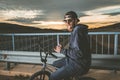 Young man riding a bmx bike. BMX rider. Urban sports Royalty Free Stock Photo