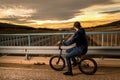 Young man riding a bmx bike. BMX rider. Urban sports Royalty Free Stock Photo