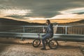 Young man riding a bmx bike. BMX rider. Urban sports Royalty Free Stock Photo