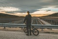 Young man riding a bmx bike. BMX rider. Urban sports Royalty Free Stock Photo