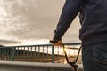 Young man riding a bmx bike. BMX rider. Urban sports Royalty Free Stock Photo