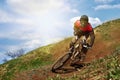 Young man riding a mountain bike Royalty Free Stock Photo