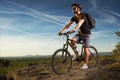 Young man riding mountain bike Royalty Free Stock Photo