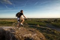 Young man riding mountain bike Royalty Free Stock Photo