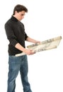 Young man with roll of blueprints Royalty Free Stock Photo