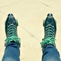 Young man with roller skates Royalty Free Stock Photo