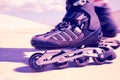 Young man roller skating, filtered Royalty Free Stock Photo