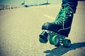 Young man roller skating, with a retro effect Royalty Free Stock Photo