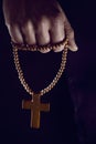 Young man with a rosary in his hand Royalty Free Stock Photo