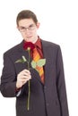 Young man with a rose