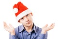 Young man in a Santa hat