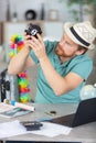 young man saving money for future trip Royalty Free Stock Photo