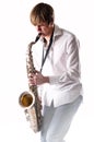Young man with saxophone Royalty Free Stock Photo