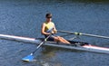 Young Man Sculling on the River Ouse at St Neots.