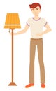 Man Selling Torchiere Floor Lampshade Vector Image Royalty Free Stock Photo