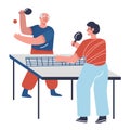 Young man and senior man playing ping pong. Flat design illustration. Vector Royalty Free Stock Photo