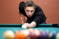 Young Man Shooting Pool Royalty Free Stock Photo