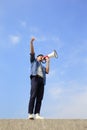 Young man shout megaphone Royalty Free Stock Photo