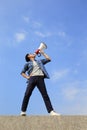 Young man shout megaphone Royalty Free Stock Photo