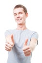 Young man show thumb up gesture Royalty Free Stock Photo