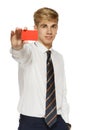 Young man showing blank business card Royalty Free Stock Photo