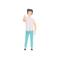 Young man showing hand palm gesture, stop sign, faceless guy character gesturing vector Illustration on a white Royalty Free Stock Photo
