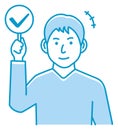 Young man showing placards illustration  checkmark Royalty Free Stock Photo