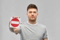 Young man showing stop sign Royalty Free Stock Photo