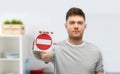 Young man showing stop sign Royalty Free Stock Photo