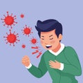 Young man sick coughing with covid19 symptom
